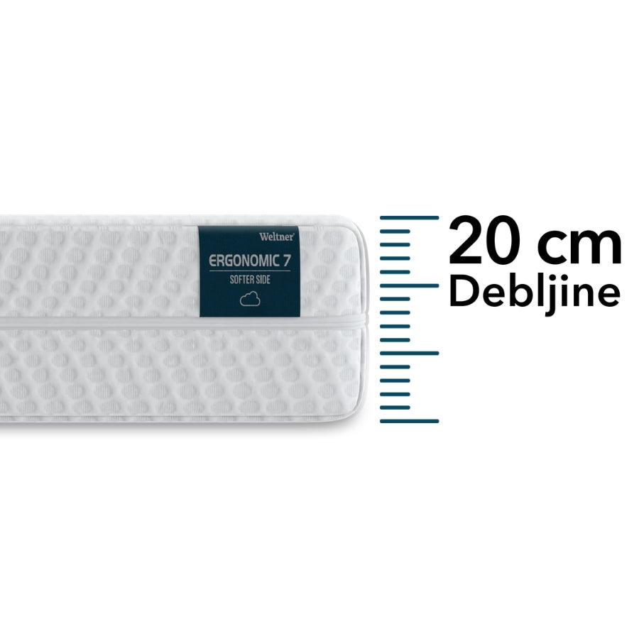Ergonomic 7 dušek sa jasno istaknutom debljinom od 20 cm
