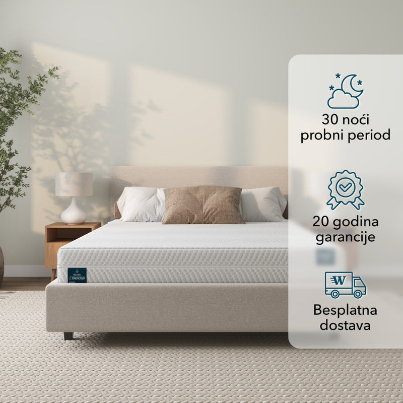 Ergonomic 7 dušek na krevetu uz istaknute prednosti poput probnog perioda, garancije i besplatne dostave