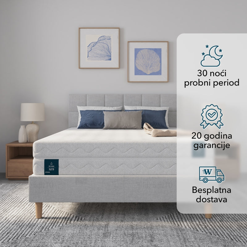 Elite dušek na krevetu uz prikaz probnog perioda, garancije i besplatne dostave
